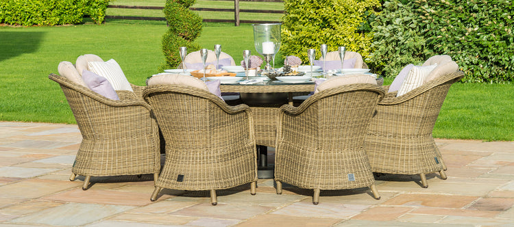 Maze Winchester 8 Seat Round Rattan Dining Set With Ice Bucket Dining And Heritage Chairs With Lazy Susan
