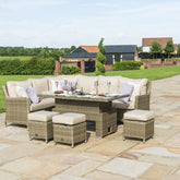 Maze Rattan Winchester Corner Dining Set With Ice Bucket And Rising Table