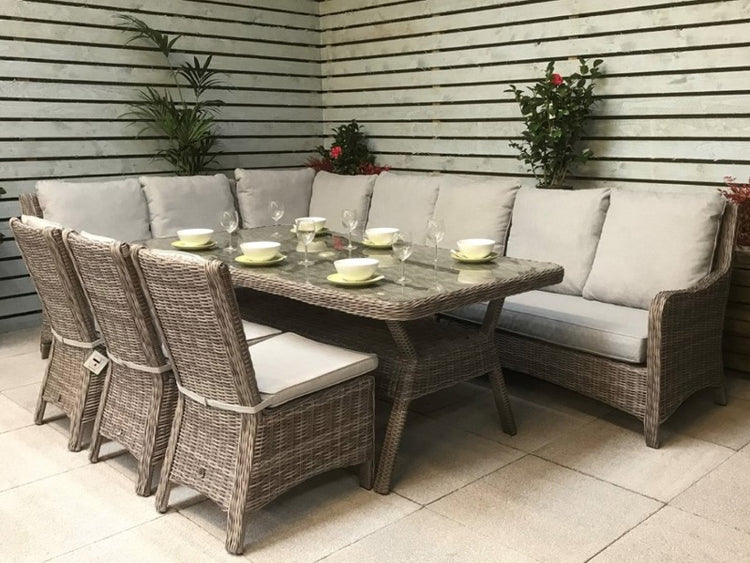 Signature Weave Alexandra Large Corner Dining Set From Side-Better Bed Company
