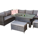 Signature Weave Catalina Corner Dining Set With Lift Table And Ice Bucket