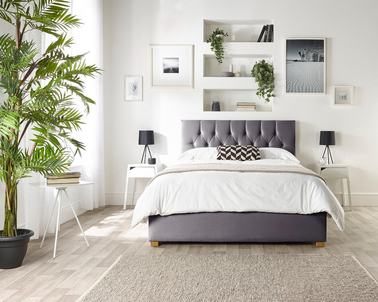 Catherine Lansfield Boutique Ottoman Bed Grey-Better Bed Company