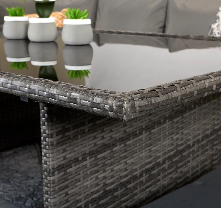 Signature Weave Charlotte Corner Dining Grey Table Close-Better Bed Company 