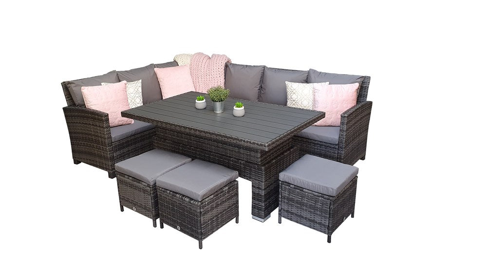 Signature Weave Charlotte Corner Dining Set With Poly Wood Lift Table