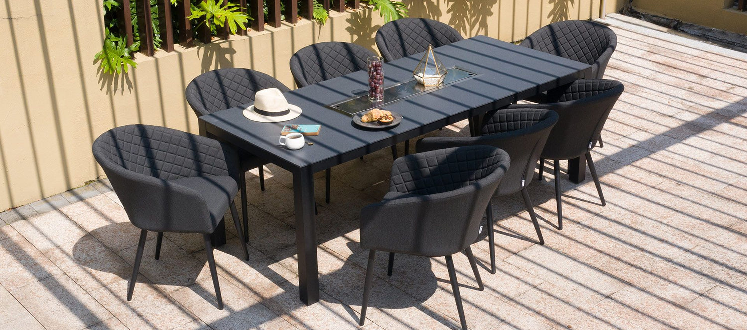 Maze Rattan Ambition 8 Seat Rectangular Fire Pit Dining Set