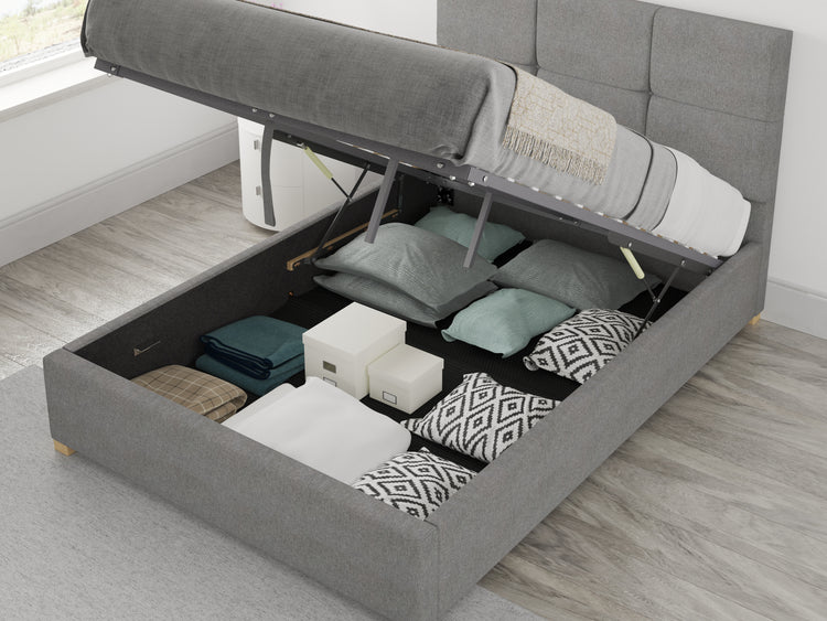 Better Dunkirk Grey Linen Ottoman Bed