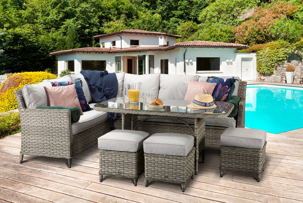 Signature Weave Edwina Corner Dining Set 3 Wicker Special Grey-Better Bed Company 