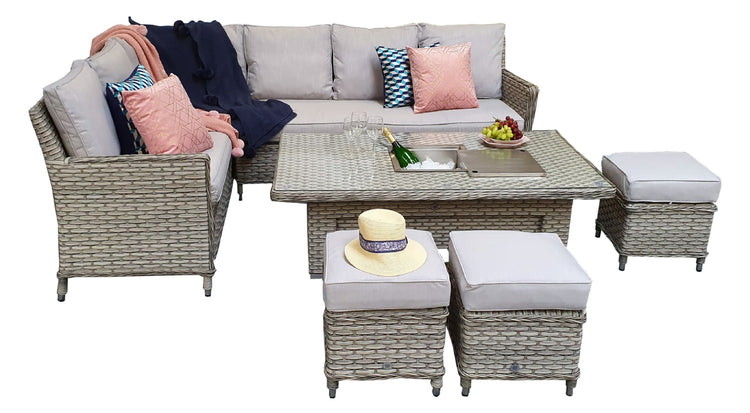 Signature Weave Edwina Corner Dining In 3 Wicker With Lift Table And Ice Bucket