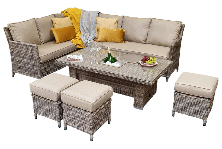 Signature Weave Edwina Corner Dining In 3 Wicker With Lift Table And Ice Bucket