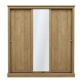 LPD Furniture Devon Oak 3 Door Sliding Mirror Wardrobe
