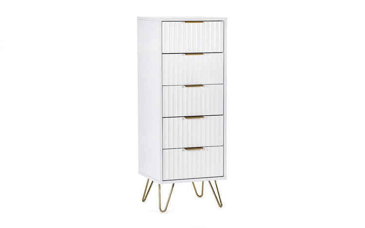 Julian Bowen Murano 5 Drawer Tallboy - Matte White