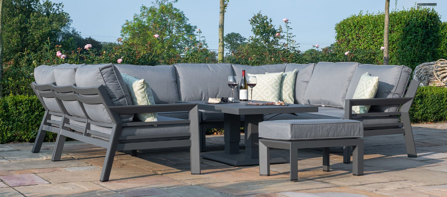 Maze Rattan New York U-shaped Sofa Set With Rising Table