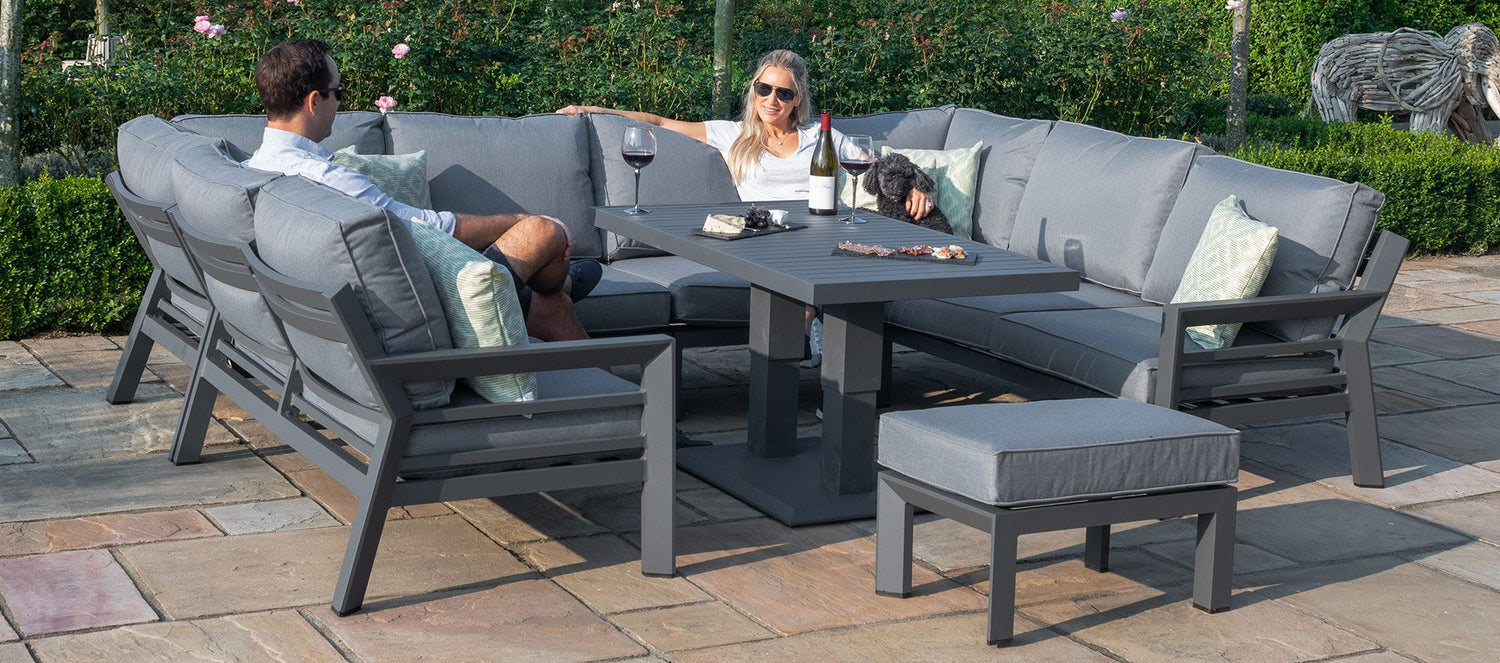 Maze Rattan New York U-shaped Sofa Set With Rising Table