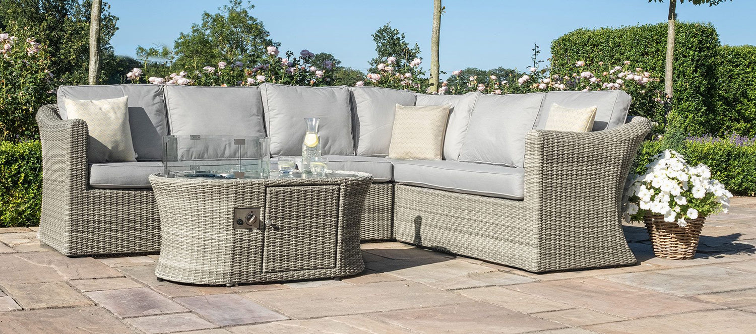 Maze Rattan Oxford Large Corner Sofa With Fire Pit