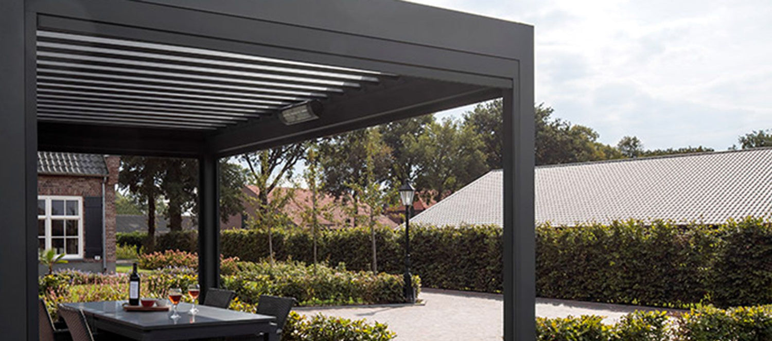 Maze Rattan 3m x 3m Pergola With 4 Drop Sides And LED Lighting