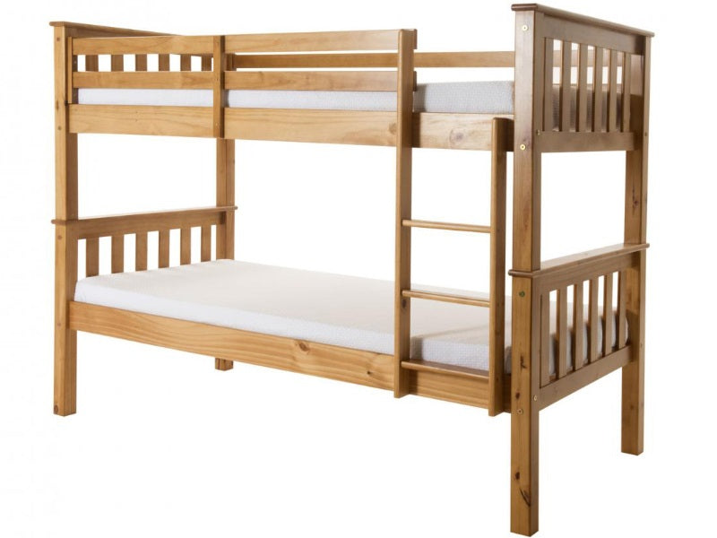 New Kids Porto Bunk Bed And 2 Mattresses Bundle Pine-Better Bed Company