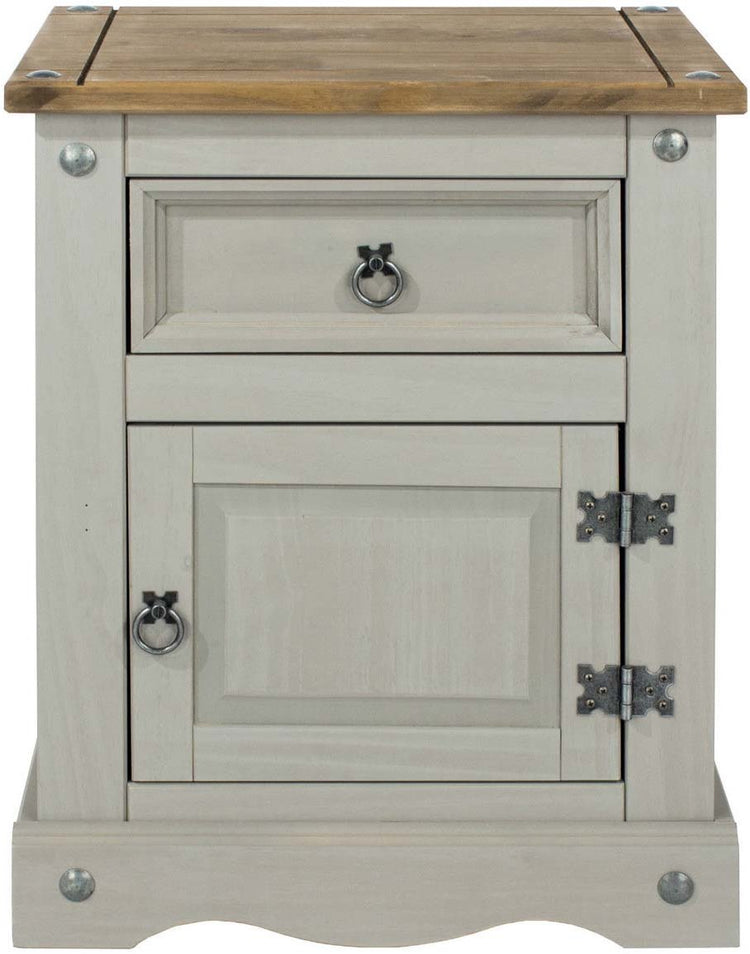 Core Products Grey Corona 1 Door, 1 Drawer Bedside Cabinet