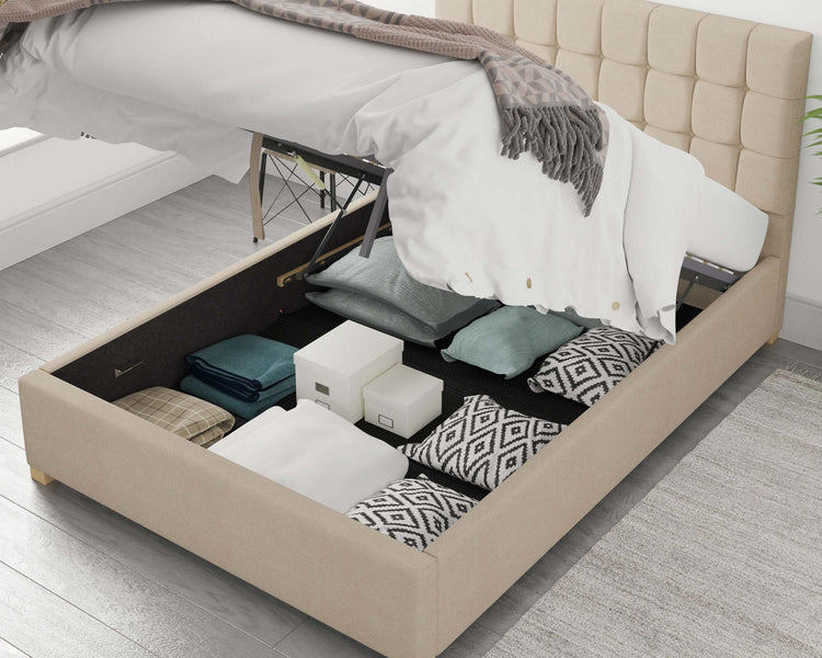 Better Cheshire Linen Beige Ottoman Bed