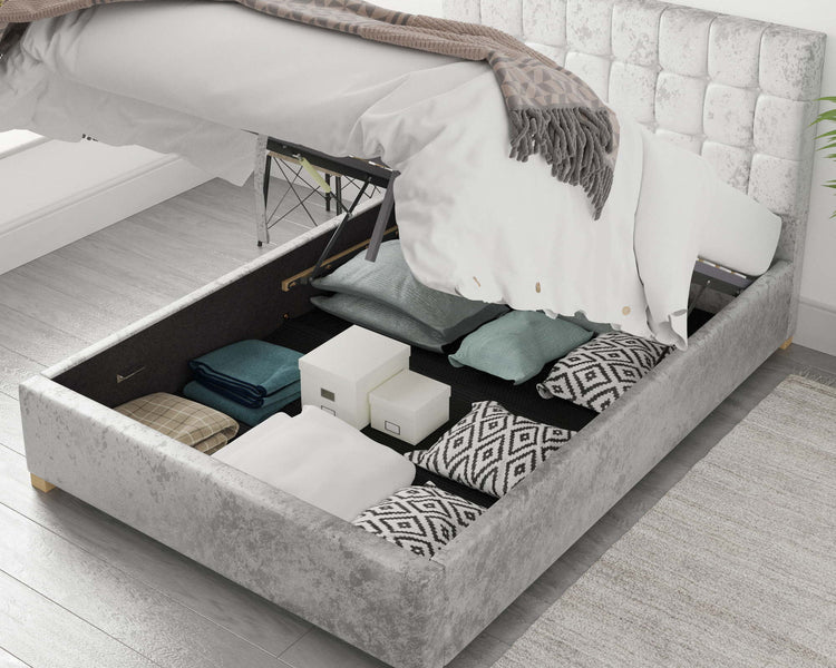 Better Cheshire Velvet Grey Ottoman Bed