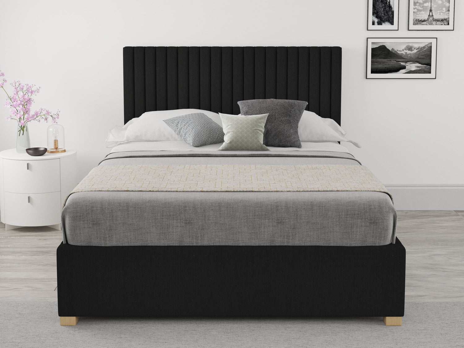 Better Glossop Malham Weave Black Ottoman Bed-Better Bed Company
