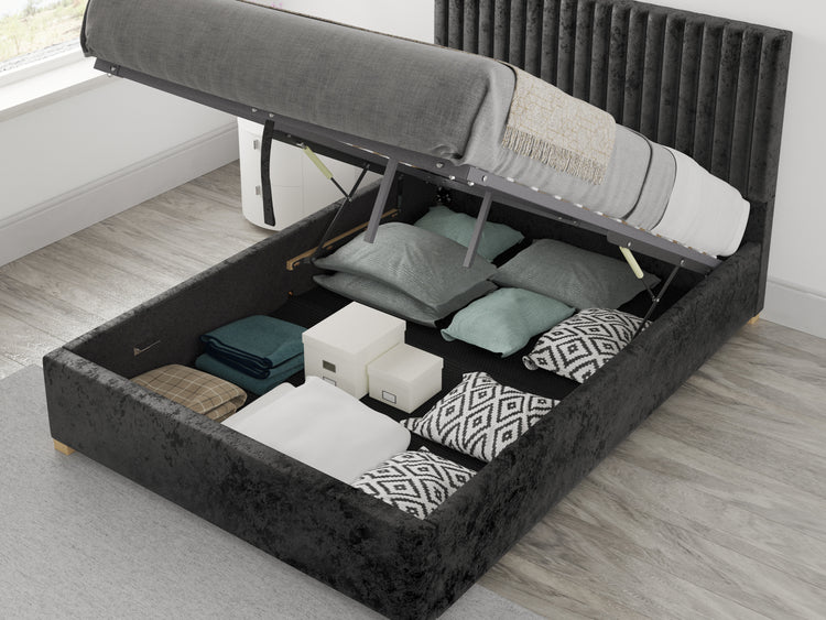 Better Glossop Black Velvet Ottoman Bed