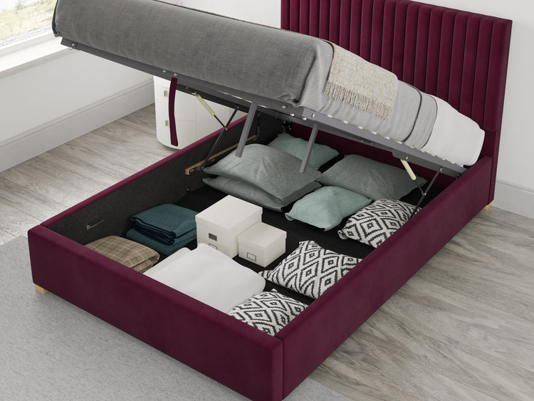 Better Glossop Berry Plush Velvet Ottoman Bed