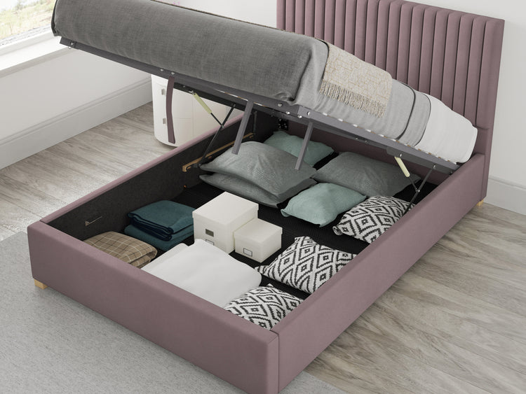 Better Glossop Plush Blush Velvet Ottoman Bed