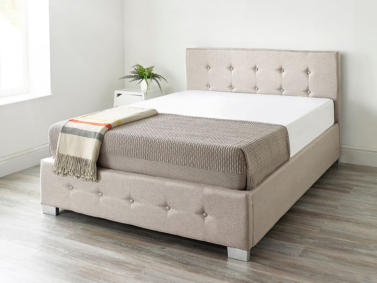 Better Beige Linen Ottoman Bed-Better Bed Company