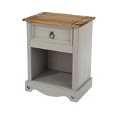 Core Products Grey Corona 1 Drawer Bedside Cabinet